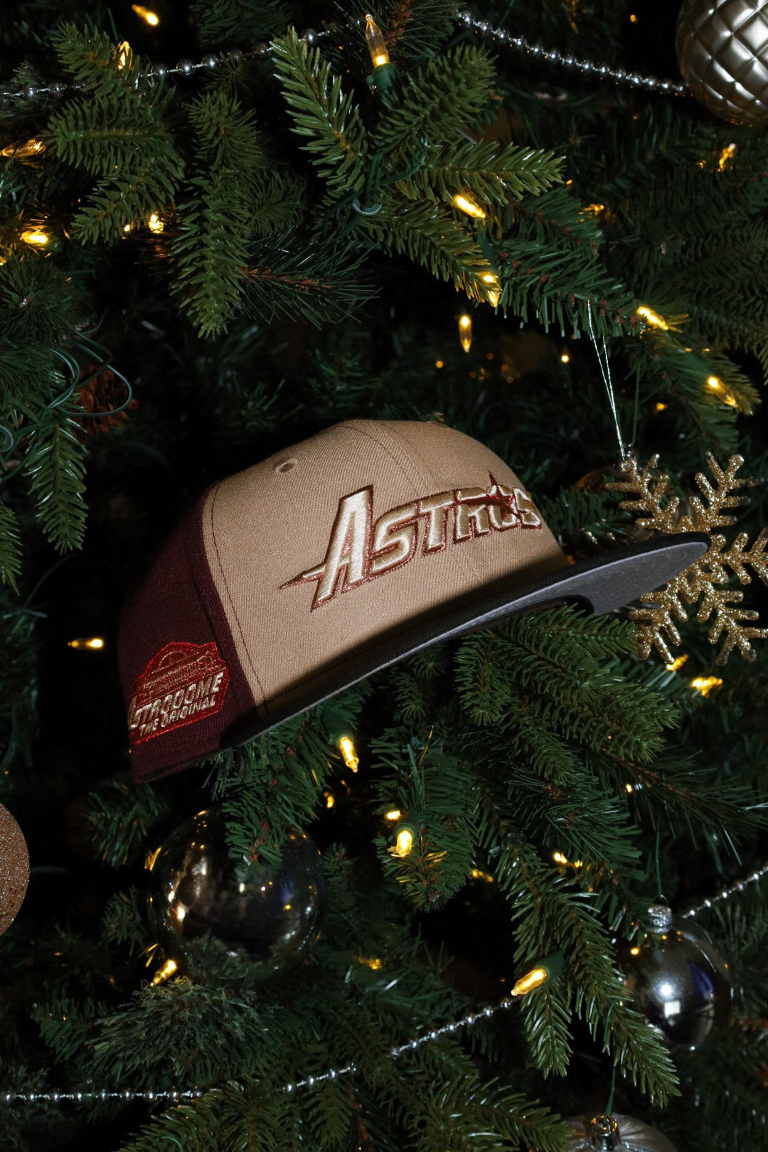 New Era Houston Astros Astrodome The Original Side Patch Fitted (Khaki/Maroon/Black)