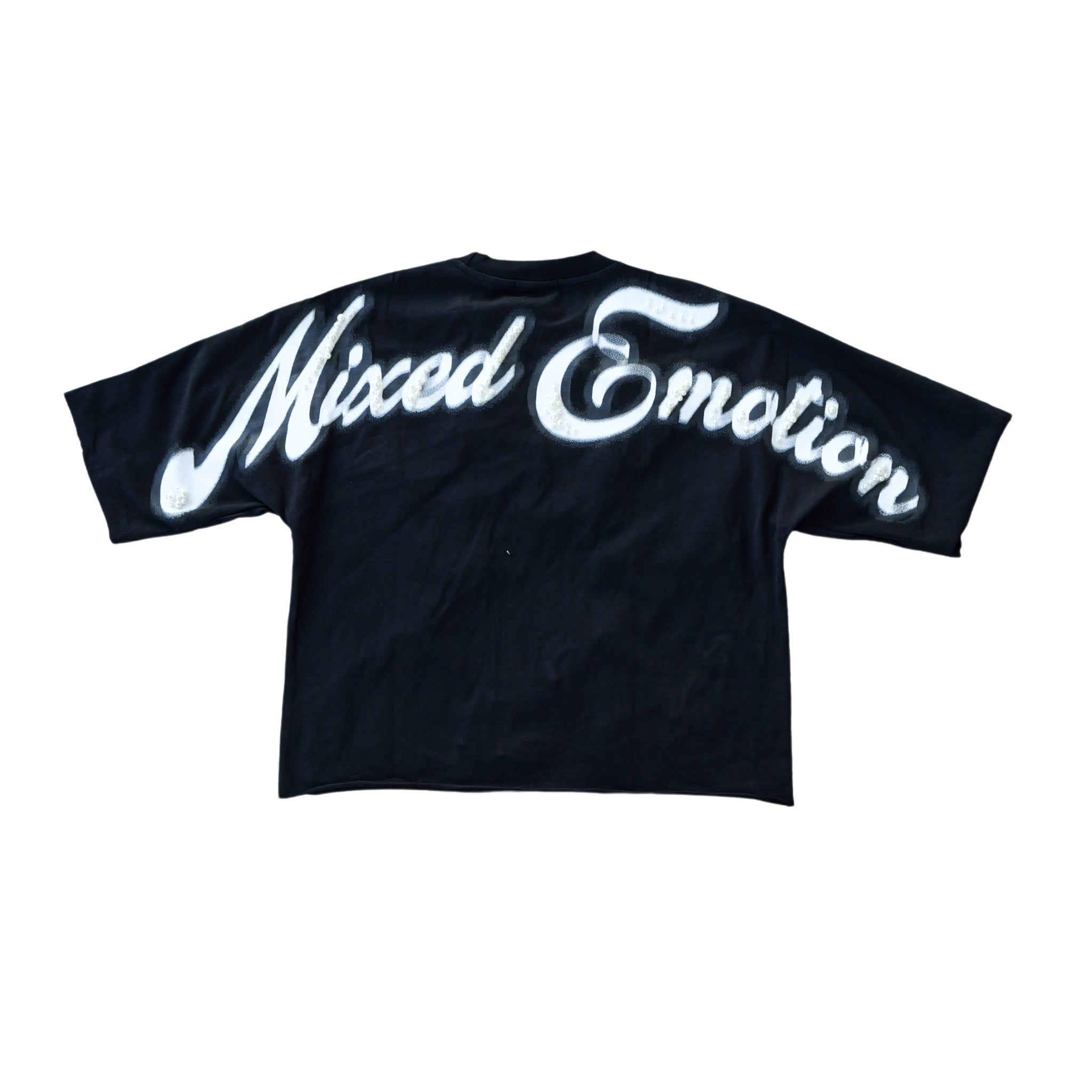 Mixed Emotion Black “Pearl” Cropped Tee