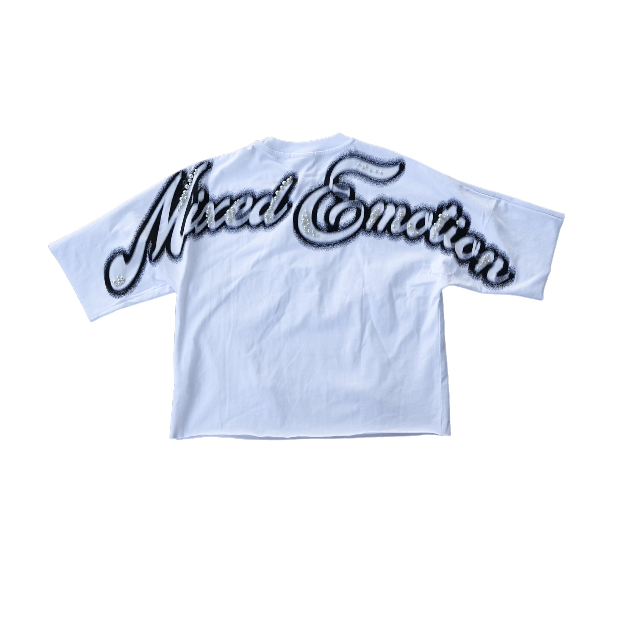 Mixed Emotion White “Pearl” Cropped Tee