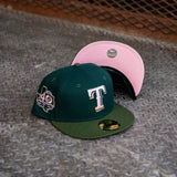 New Era Texas Rangers 40th Anniversary Pink UV (Dk Green/Olive) 59Fifty Fitted - New Era