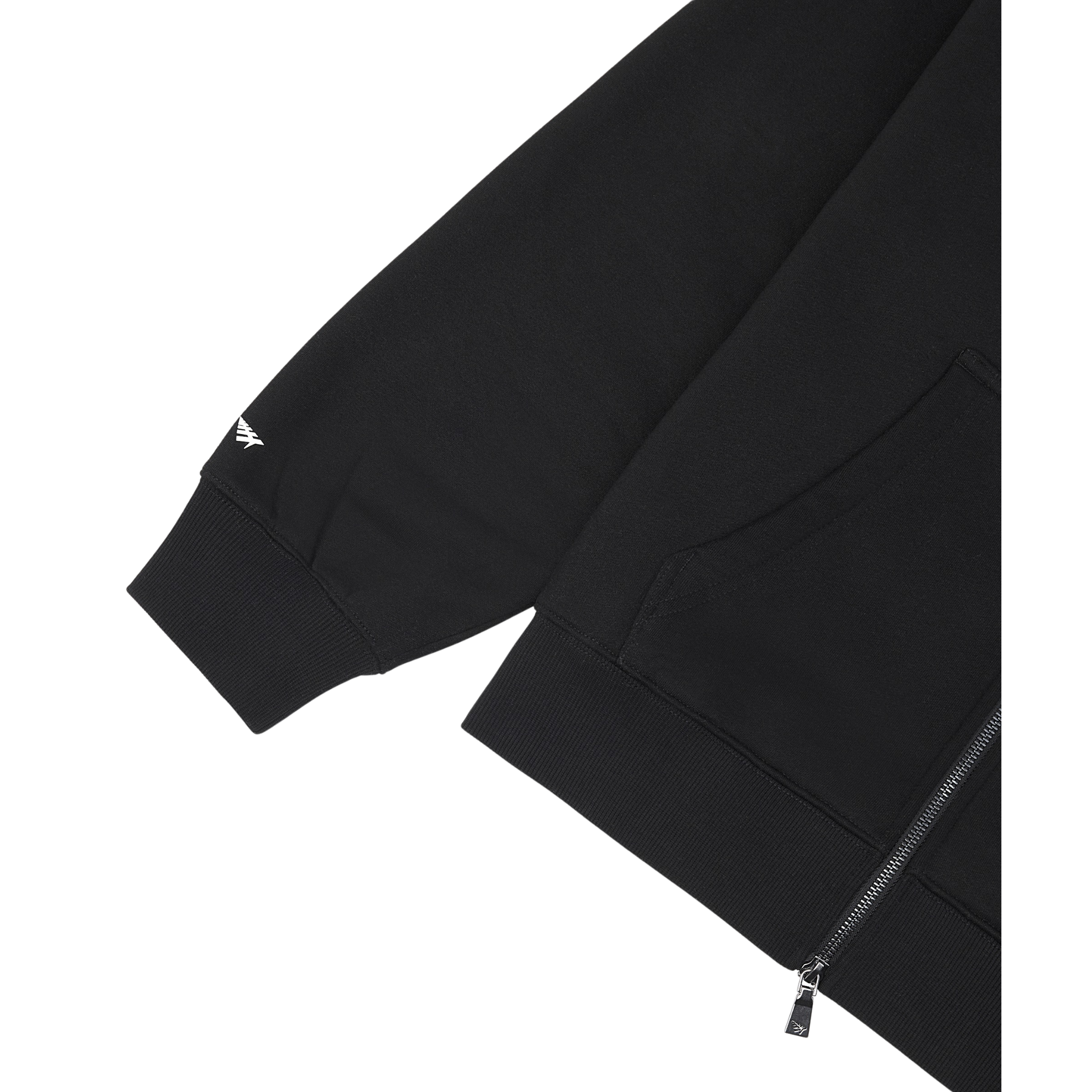 Paper Planes Oversized Script Weld Zip Up Hoodie (Black)