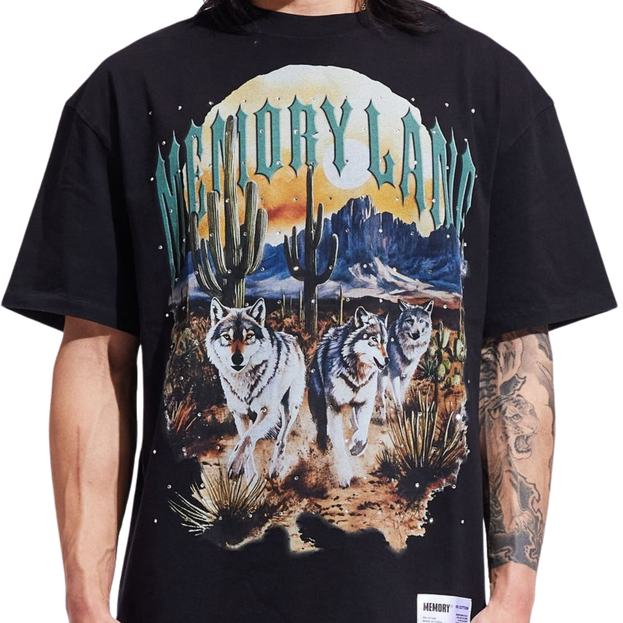 Memory Lane "RUNNING WOLVES" TEE( Black)