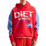 DSM "Panel" Hoodie-Red/Washed Blue