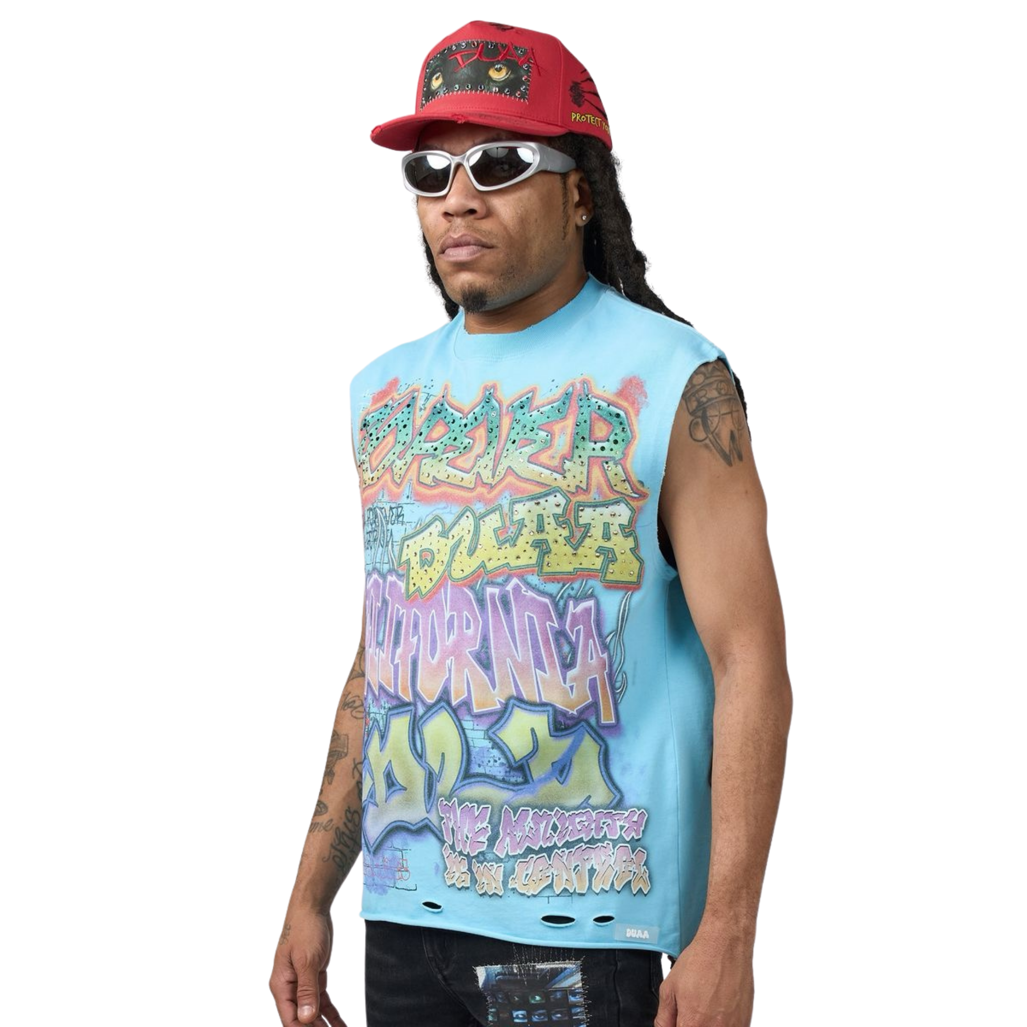 DUAA "WALL" Cutoff Tee (Sky Blue)