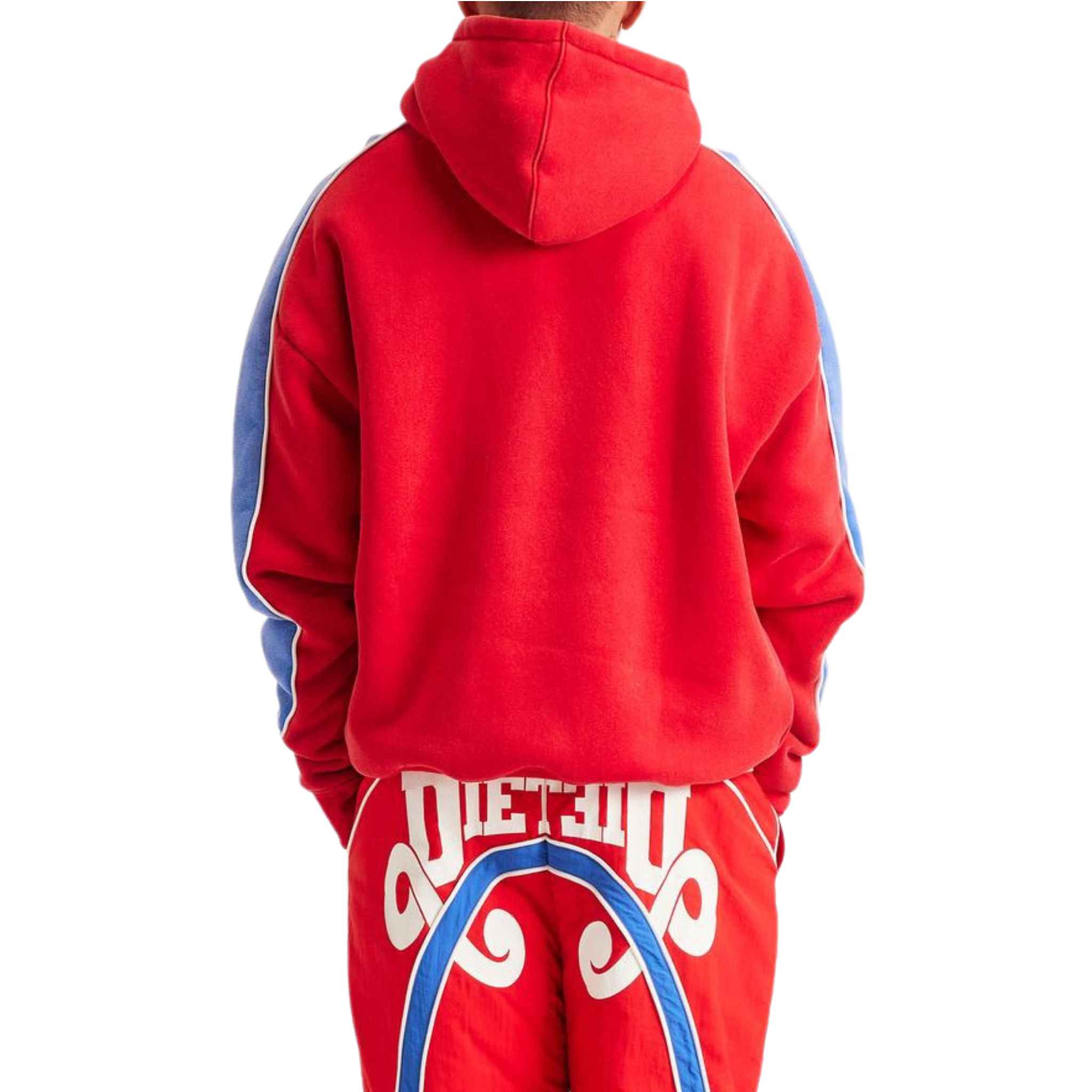 DSM "Panel" Hoodie-Red/Washed Blue