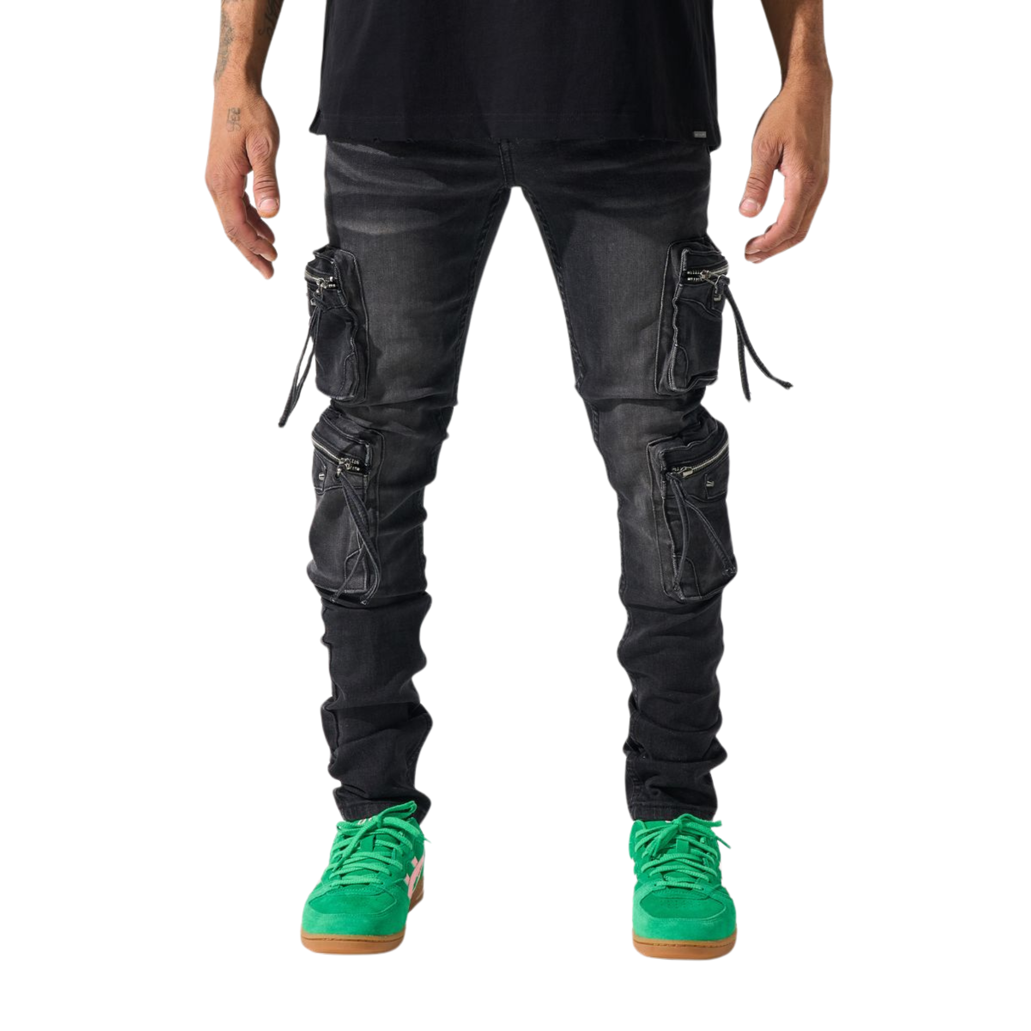 Serenede "Poppy" Cargo Jeans (Vintage Wash Black) - Serenede