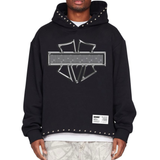 Memory Lane M-SHIELD STUDDED CROP HOODIE-BLACK