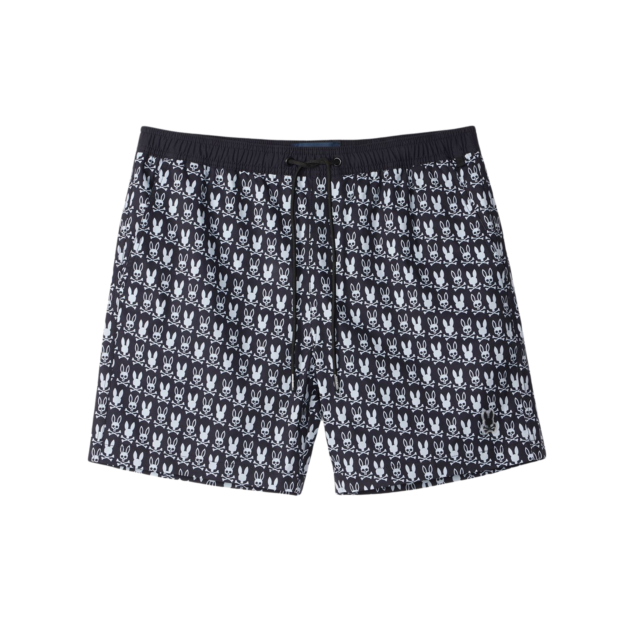 Psycho Bunny Tilden All Over Bunny Print Swim Trunk (Black) - Psycho Bunny