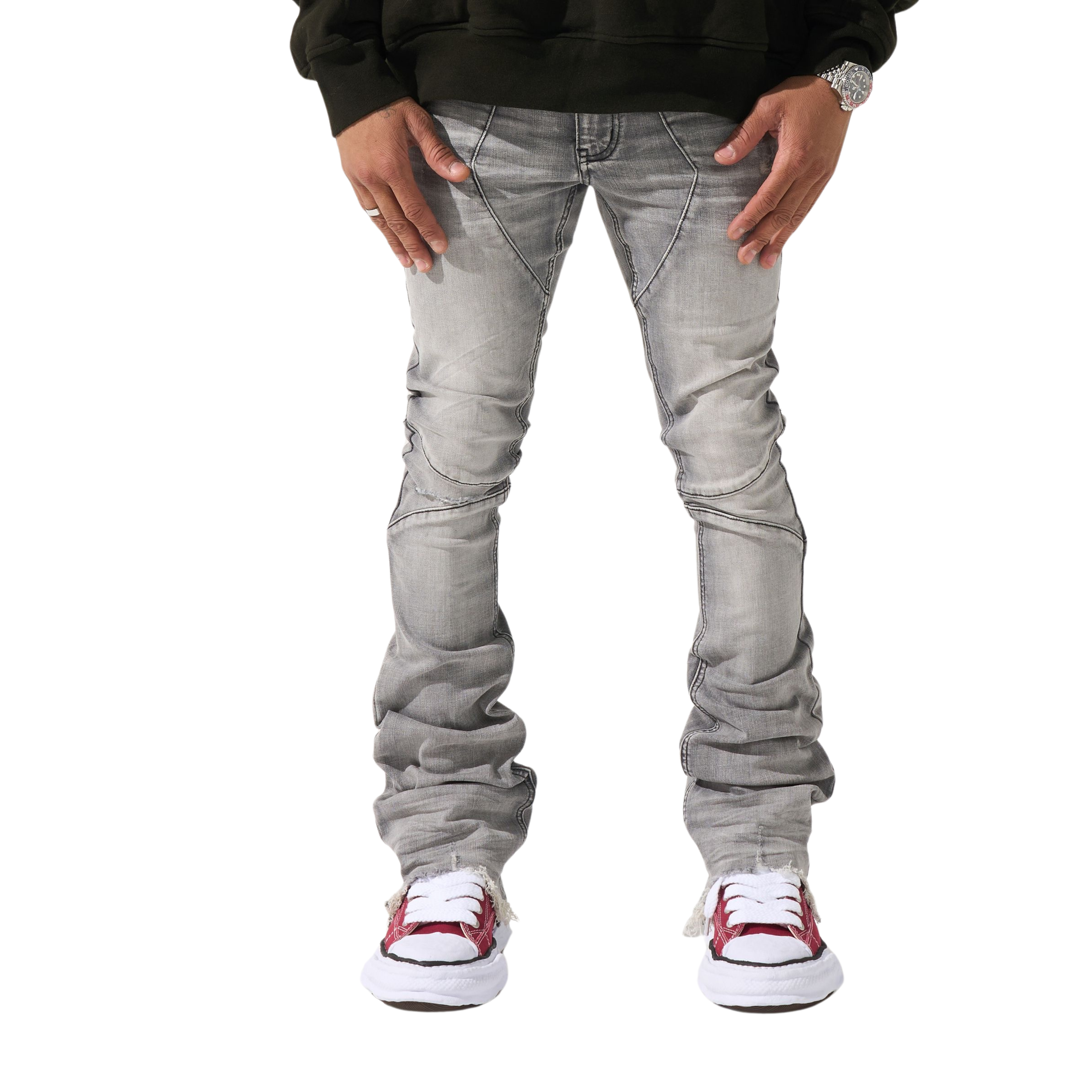 Serenede "Noctis" Stacked Jeans (Grey) - Serenede