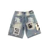 Mixed Emotion “AI” Denim shorts (Blue) - Mixed Emotion