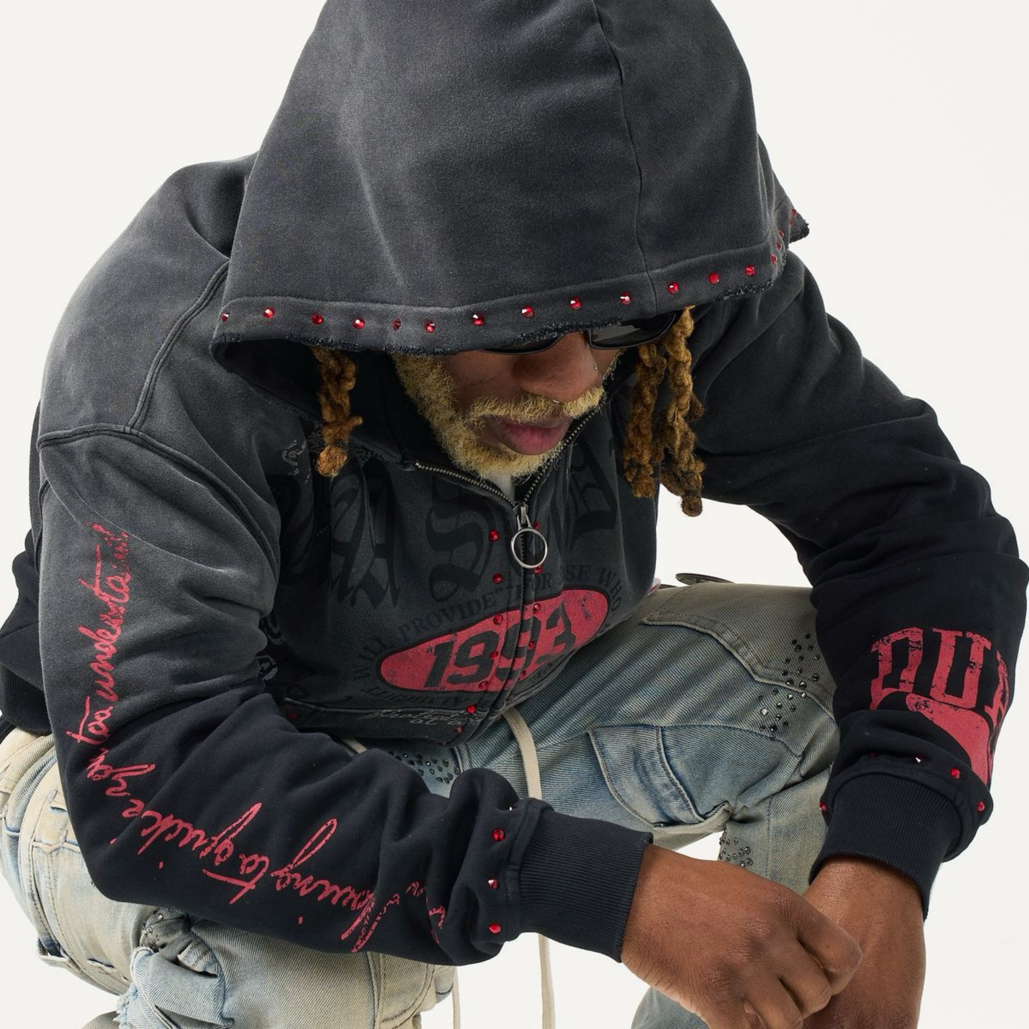 DUAA "Stamp" Zip Up Hoodie (Black)
