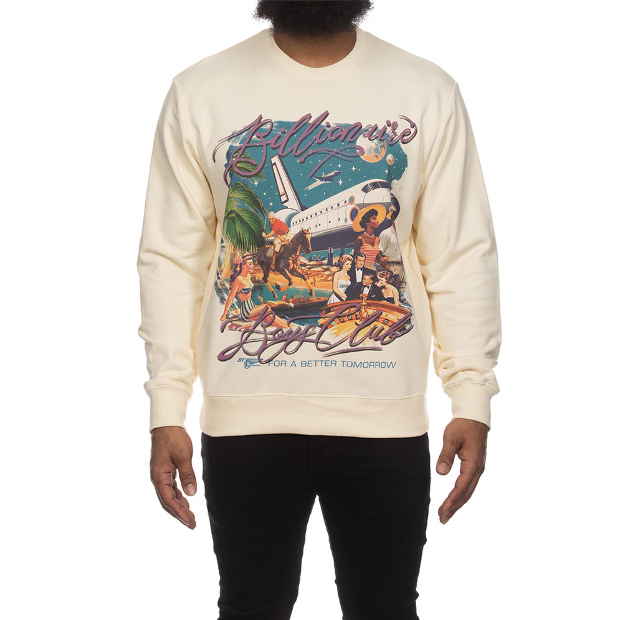 Billionaire Boys Club "Better Tomorrow" Crewneck Sweatshirt (Winter White) - Billionaire Boys Club