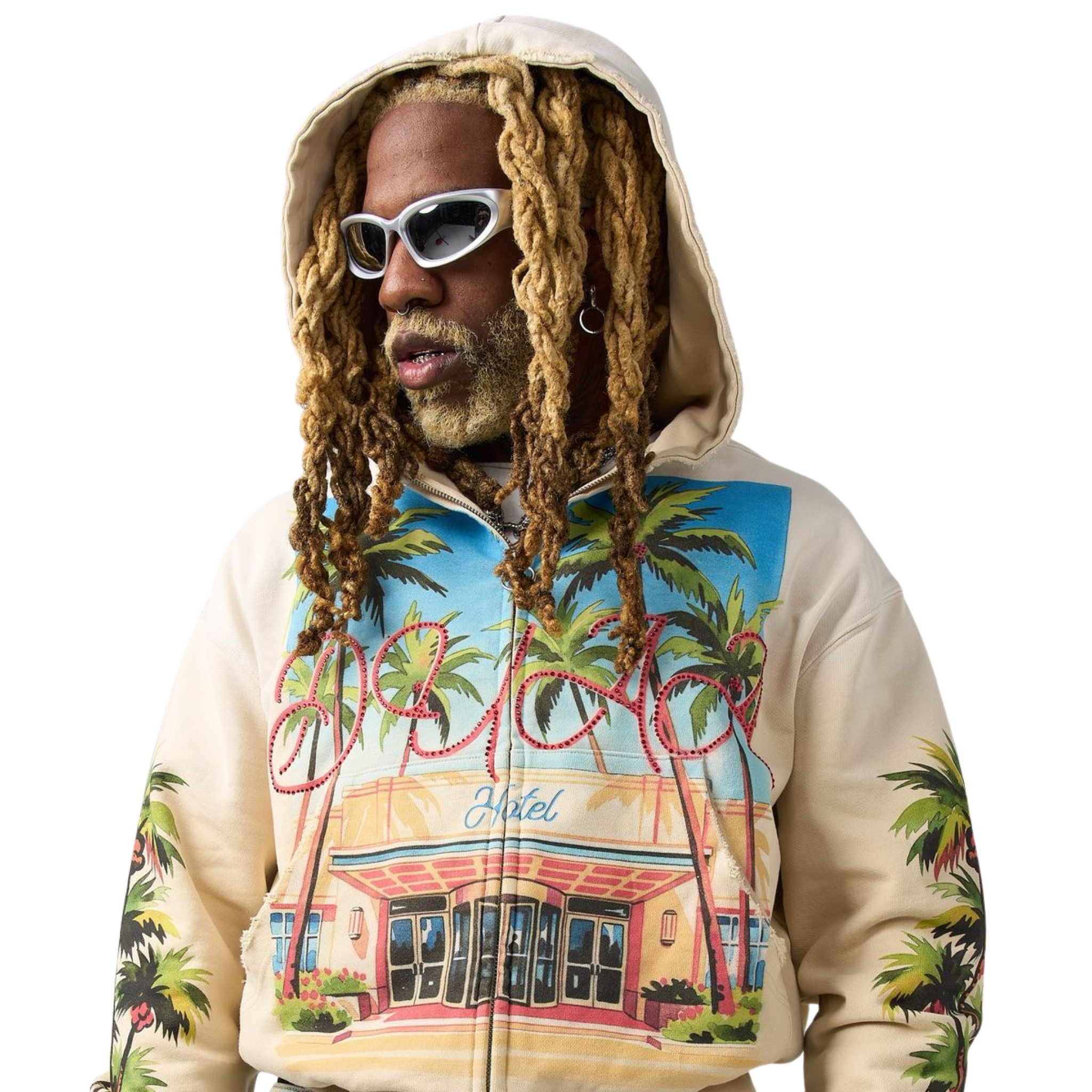 DUAA "Stay" Zip Up Hoodie (Cream)