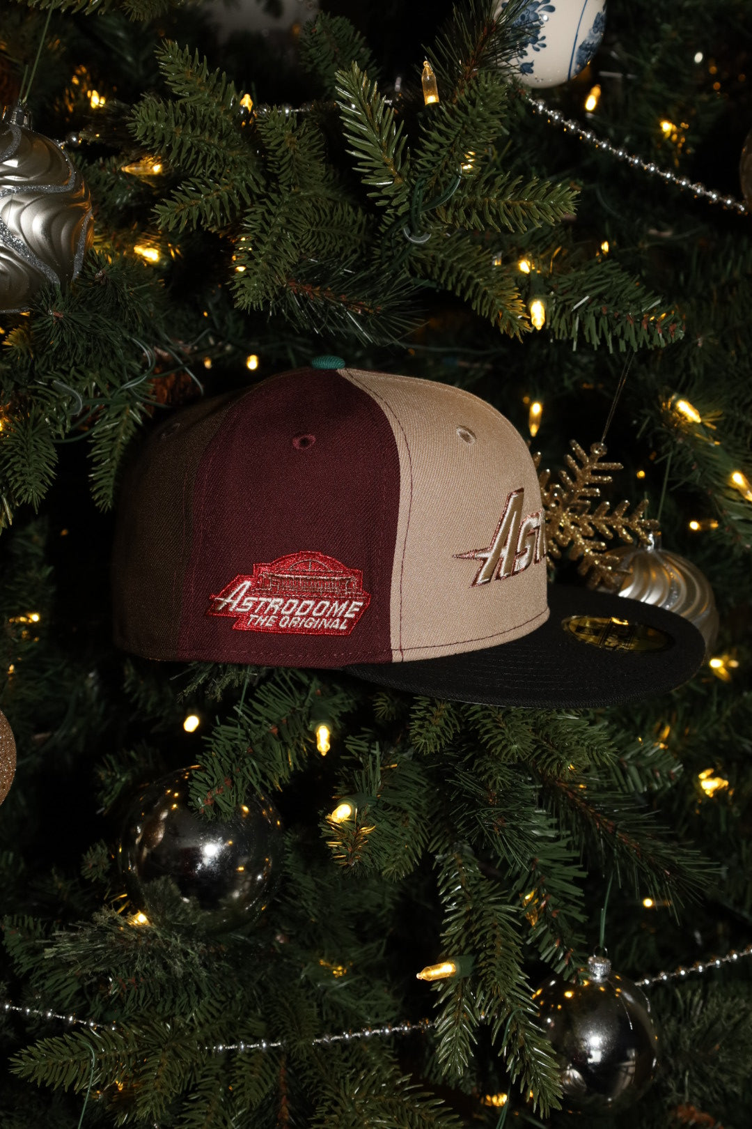 New Era Houston Astros Astrodome The Original Side Patch Fitted (Khaki/Maroon/Black)