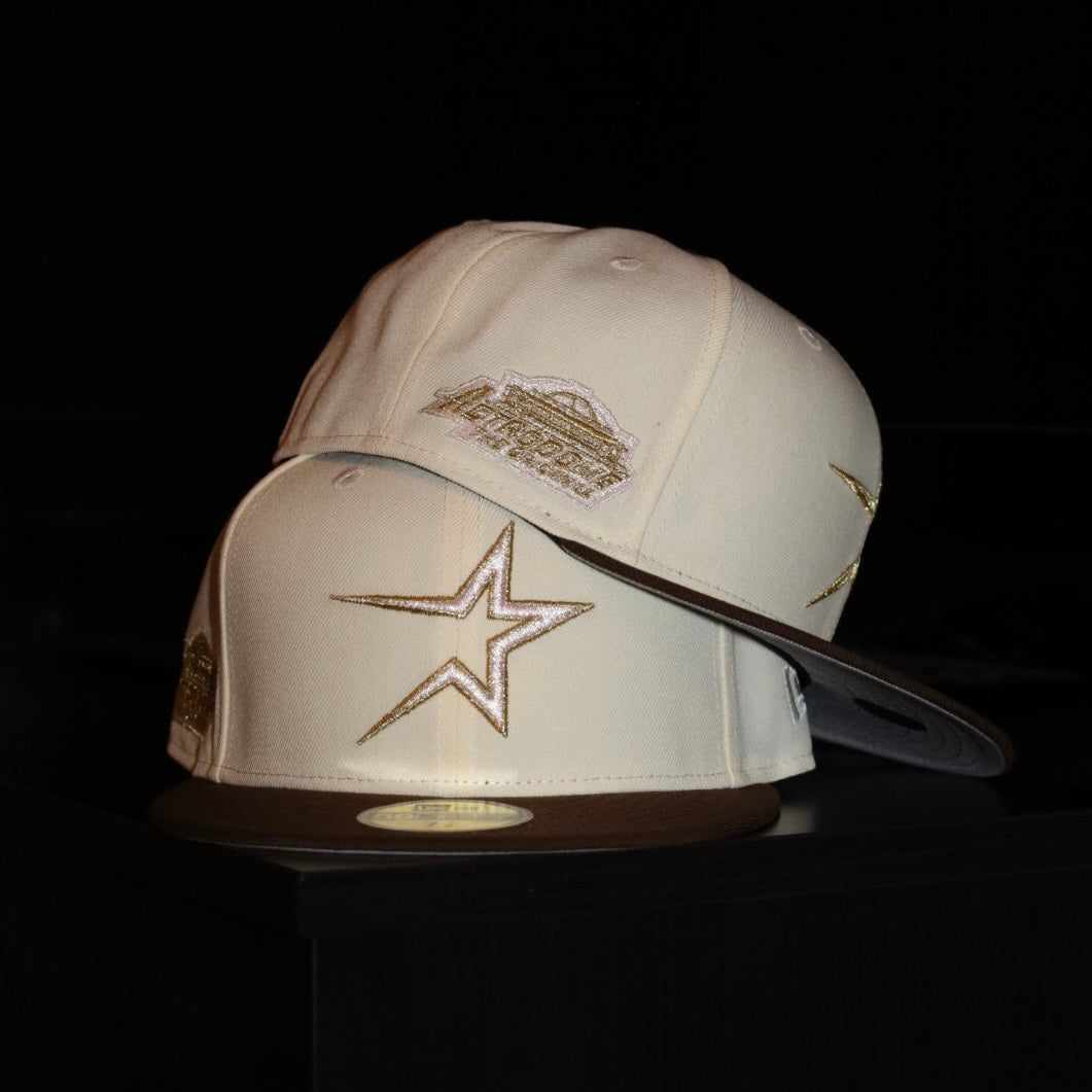 New Era Houston Astros Astrodome The Original Stadium Side Patch 59Fifty Fitted (Off White/Burnt Wood) - New Era