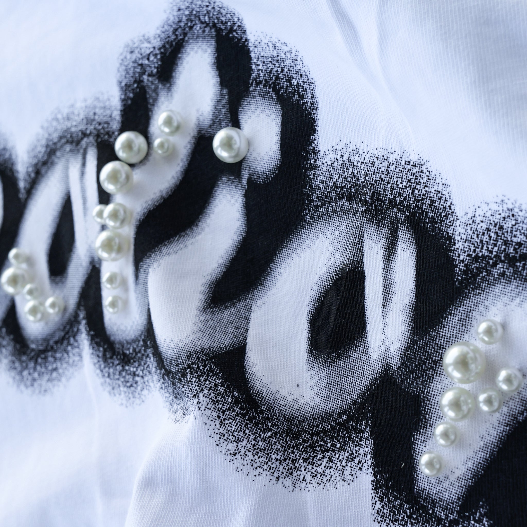 Mixed Emotion White “Pearl” Cropped Tee