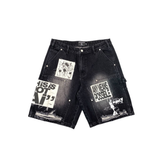 Mixed Emotion “AI” Denim shorts (Black) - Mixed Emotion