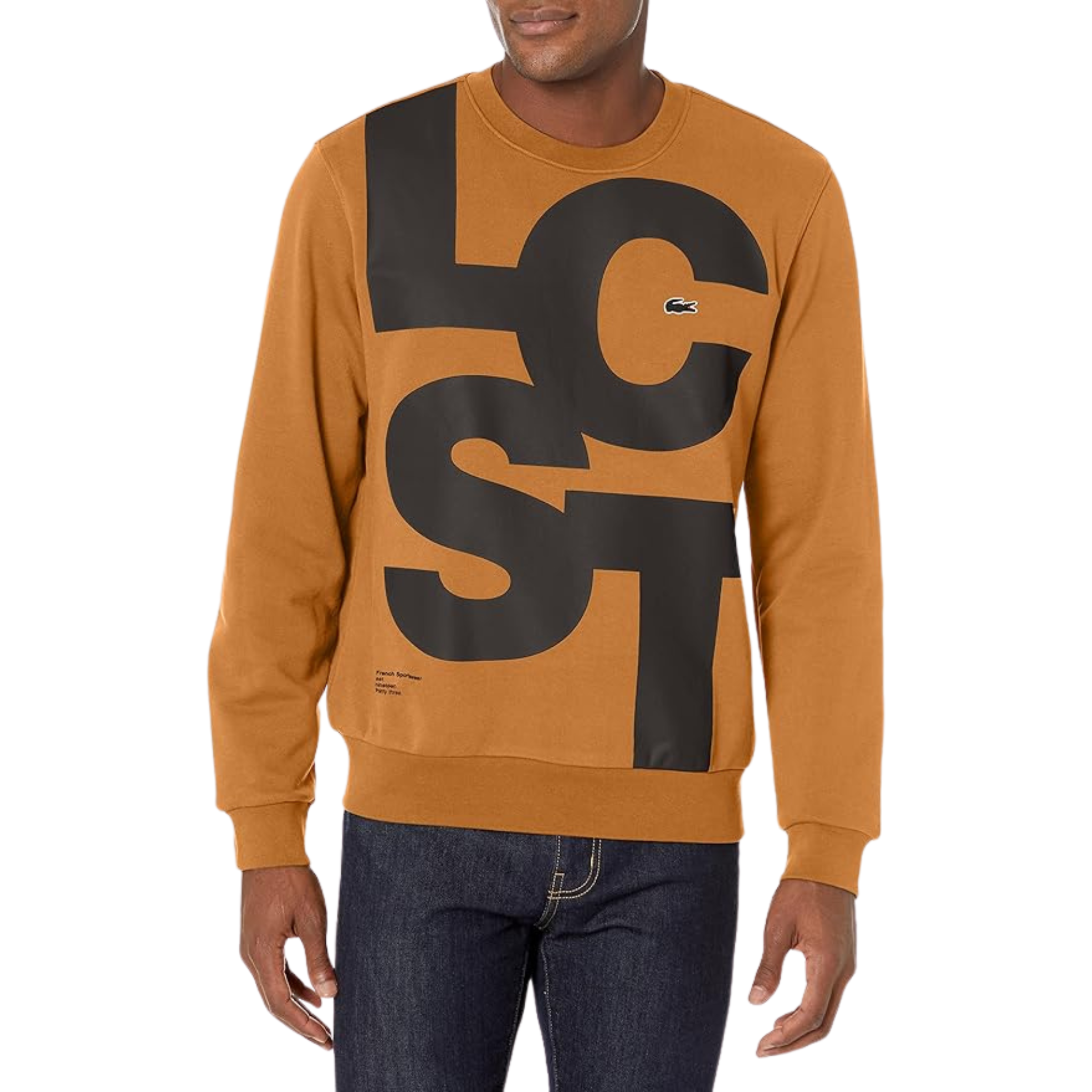 Lacoste Classic Fit Contrast Lettering Cotton Sweatshirt (Brown) - Lacoste