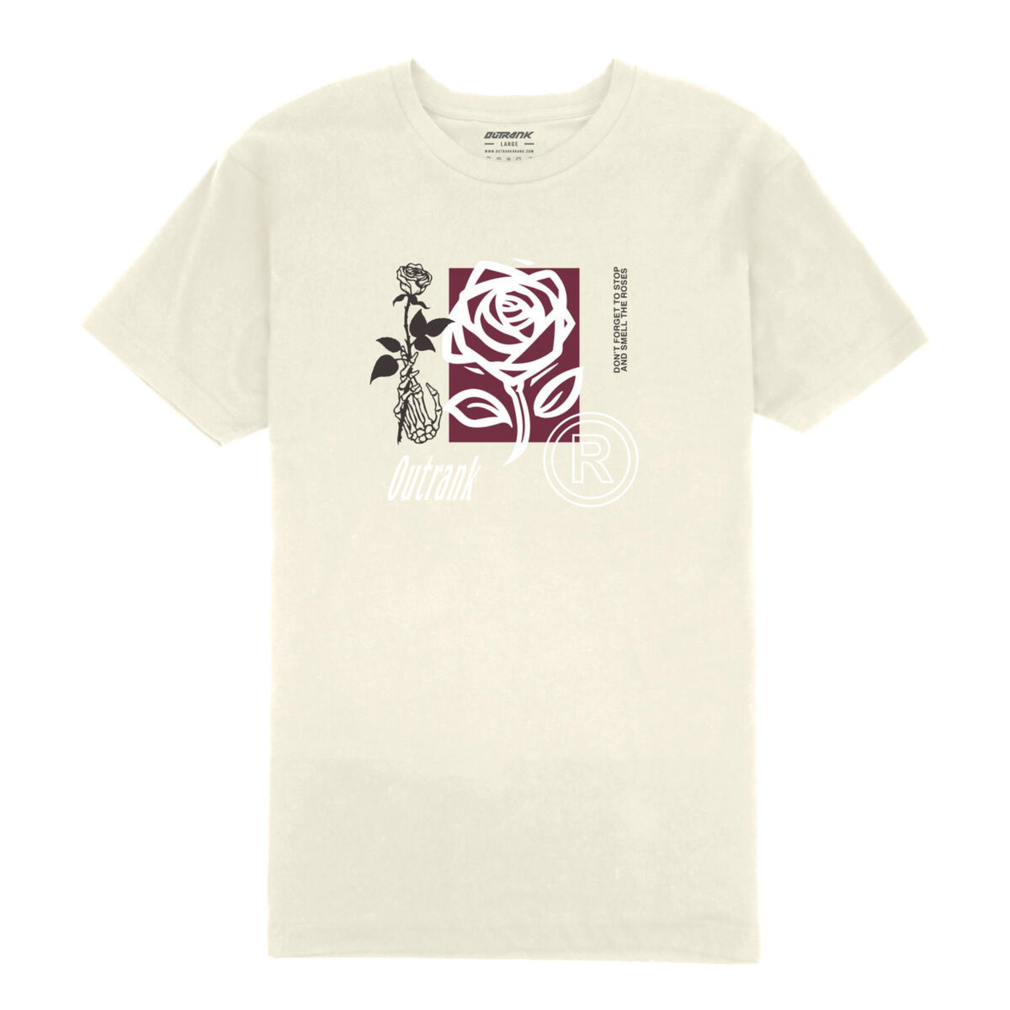 Outrank Smell The Roses T-Shirt (Vintage White) - Outrank