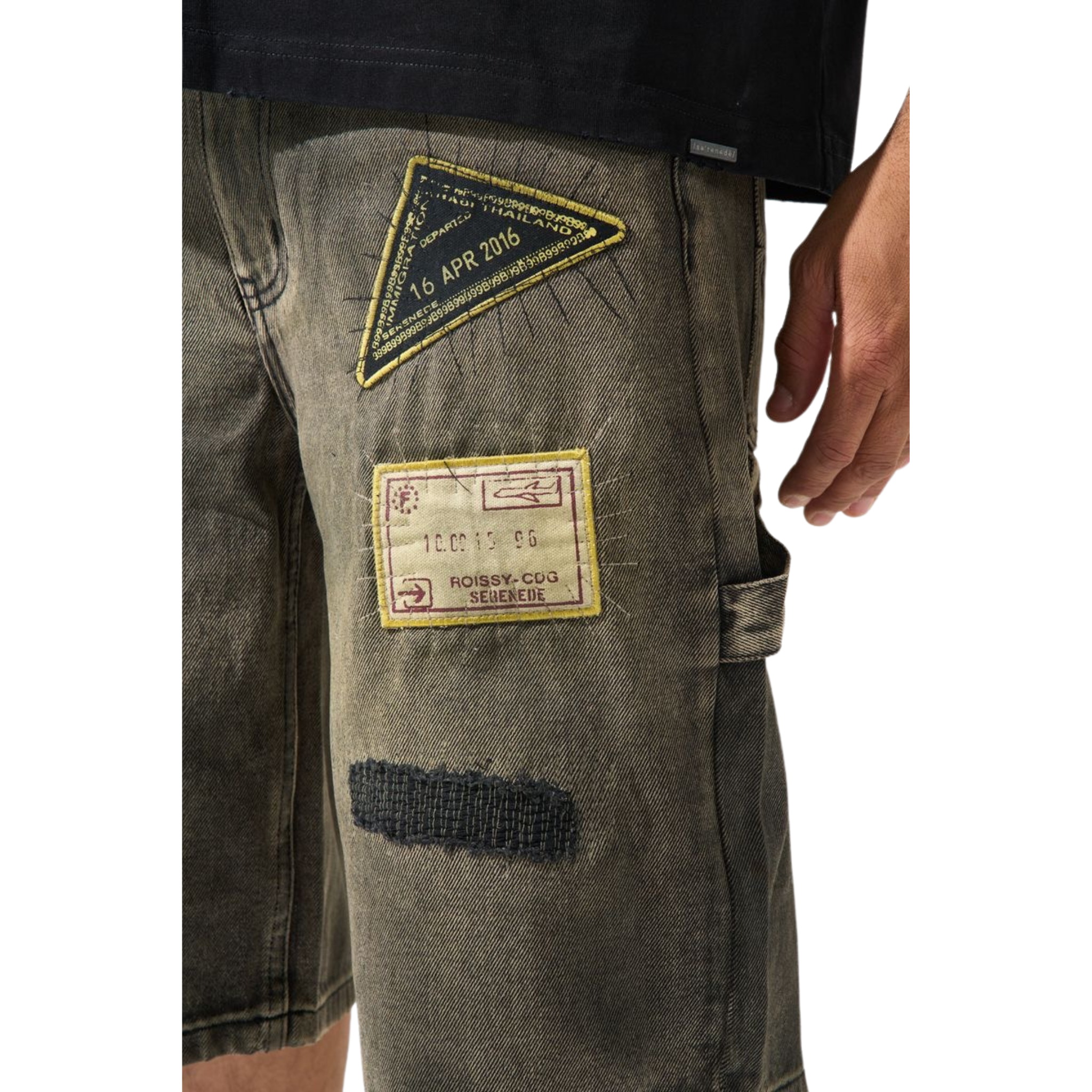 Serenede "PASSPORT" Denim Shorts (Tinted Charcoal)