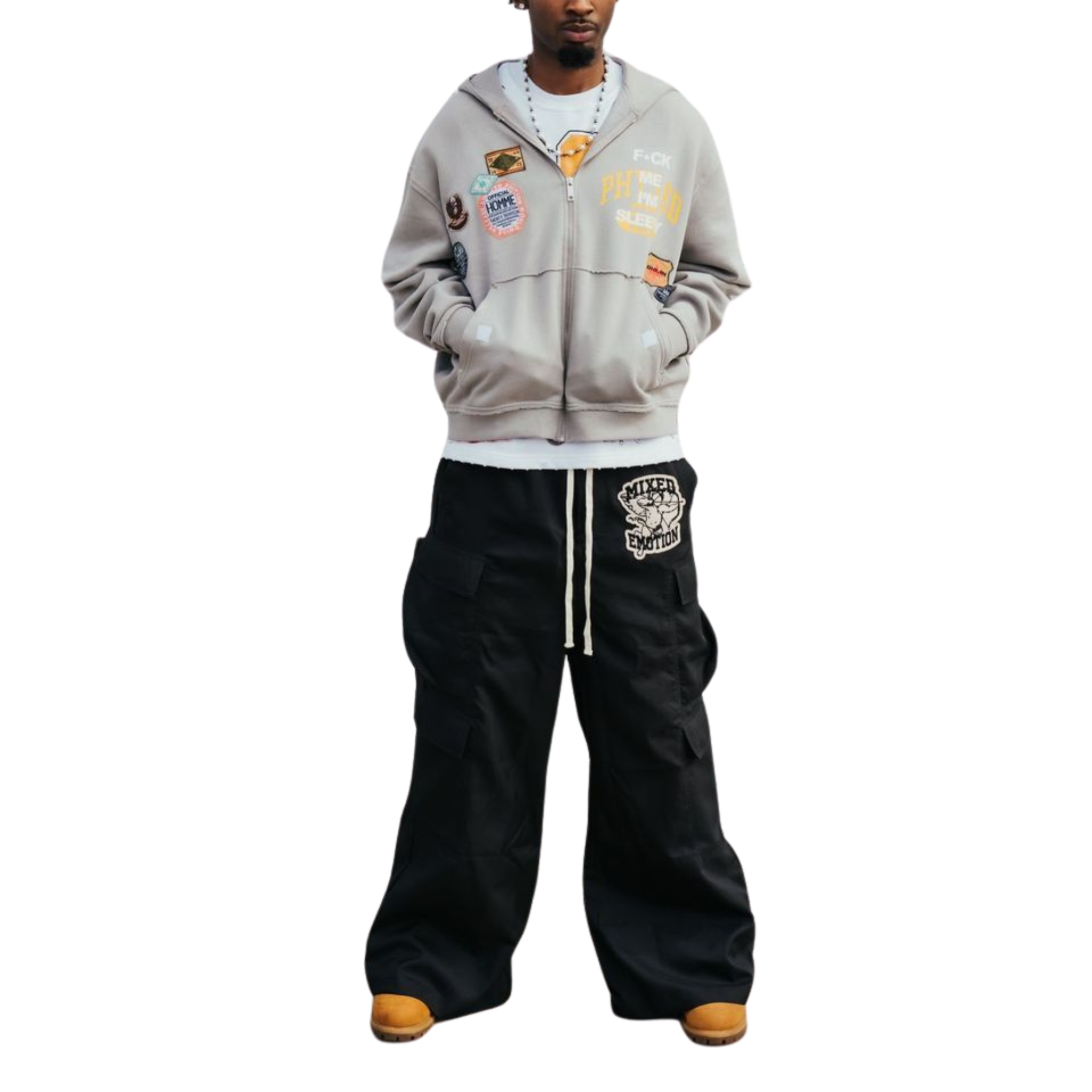 Mixed Emotion Baggy 'M.E' Cargos (Black) - Mixed Emotion
