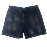 DRY ROT "Dark Hole" Rhinestone Denim Shorts (Black) - Dry Rot