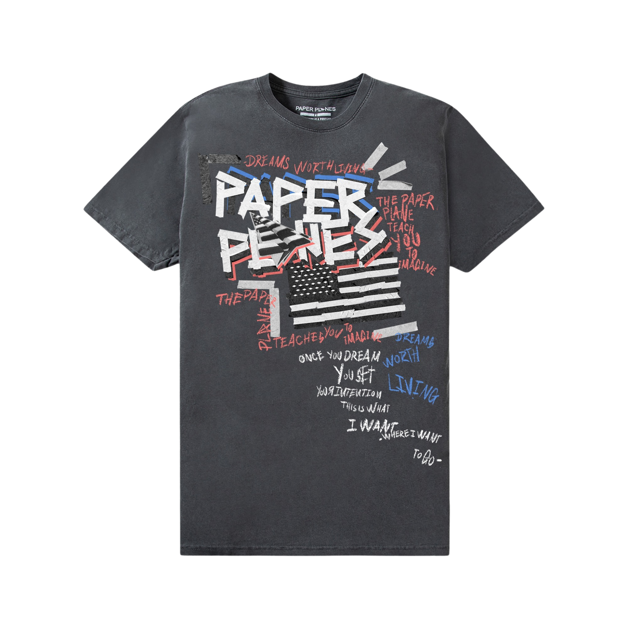 Paper Planes Collage Tee (Washed Black) - Paper Plane