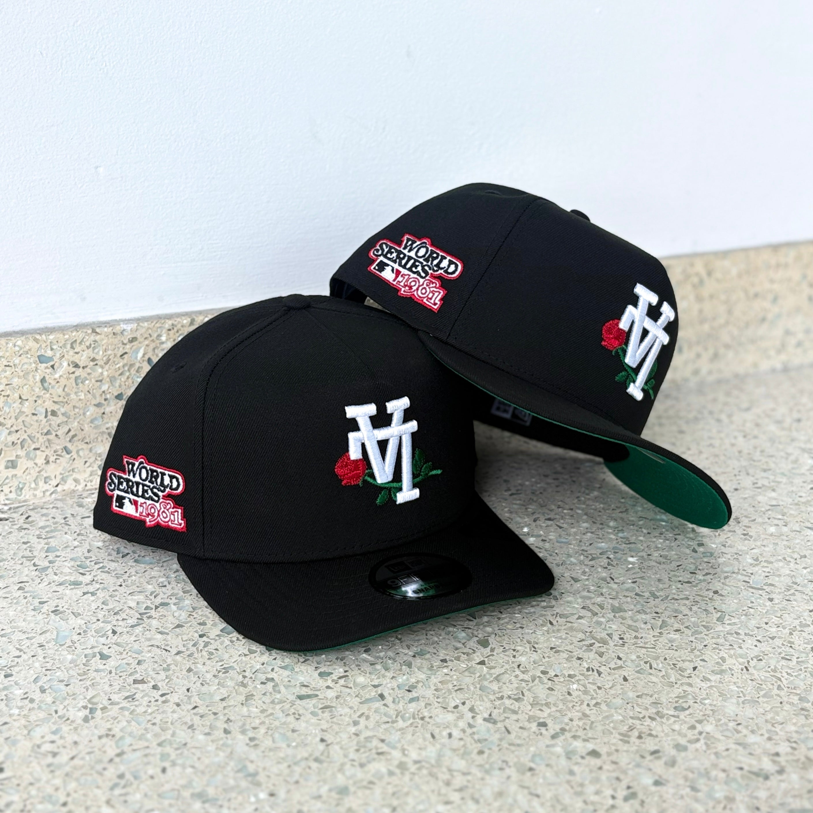 New Era Los Angeles Dodgers 1981 World Series Green UV 9Fifty A-Frame Snapback (Black)