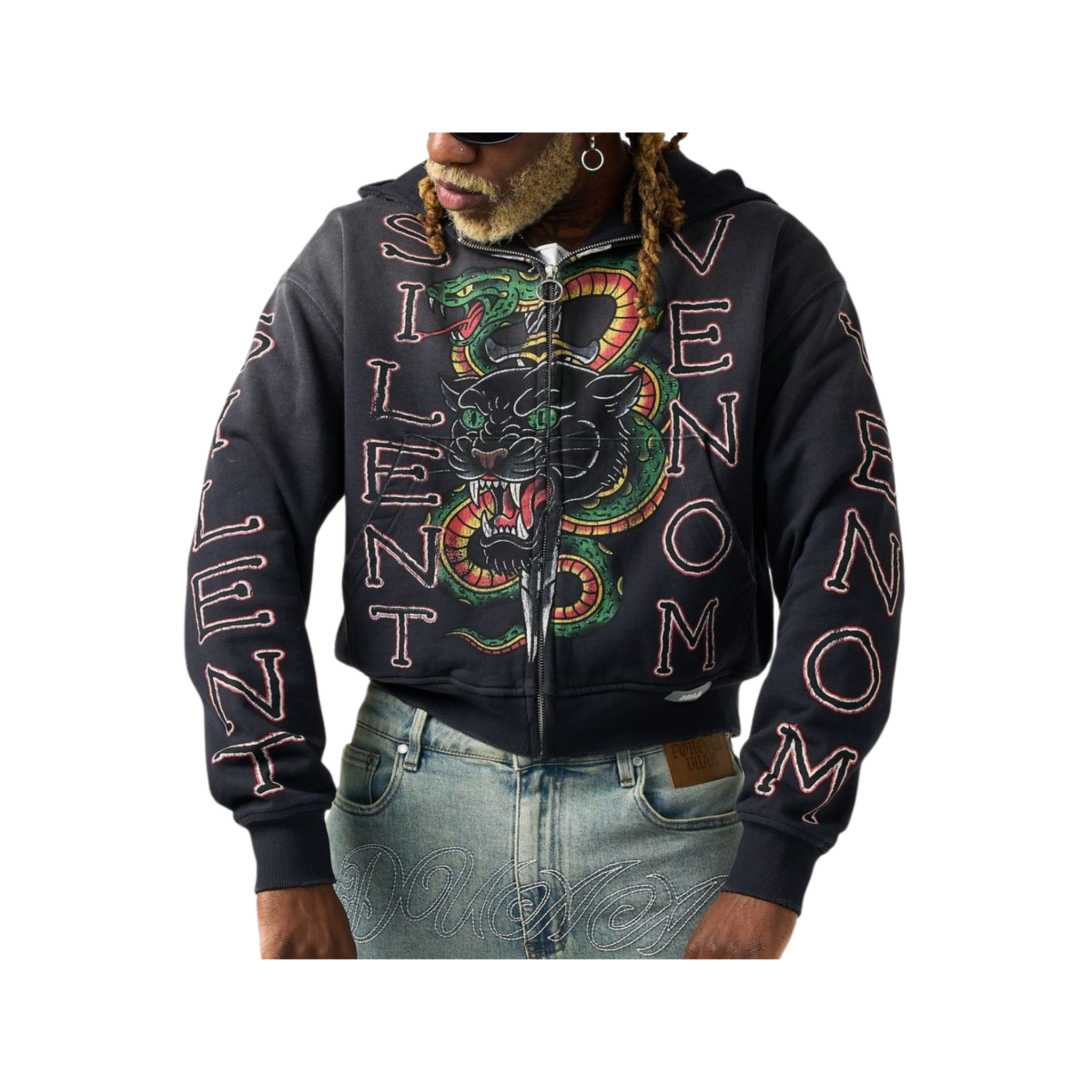 DUAA "Snake" Zip Up Hoodie (Black)