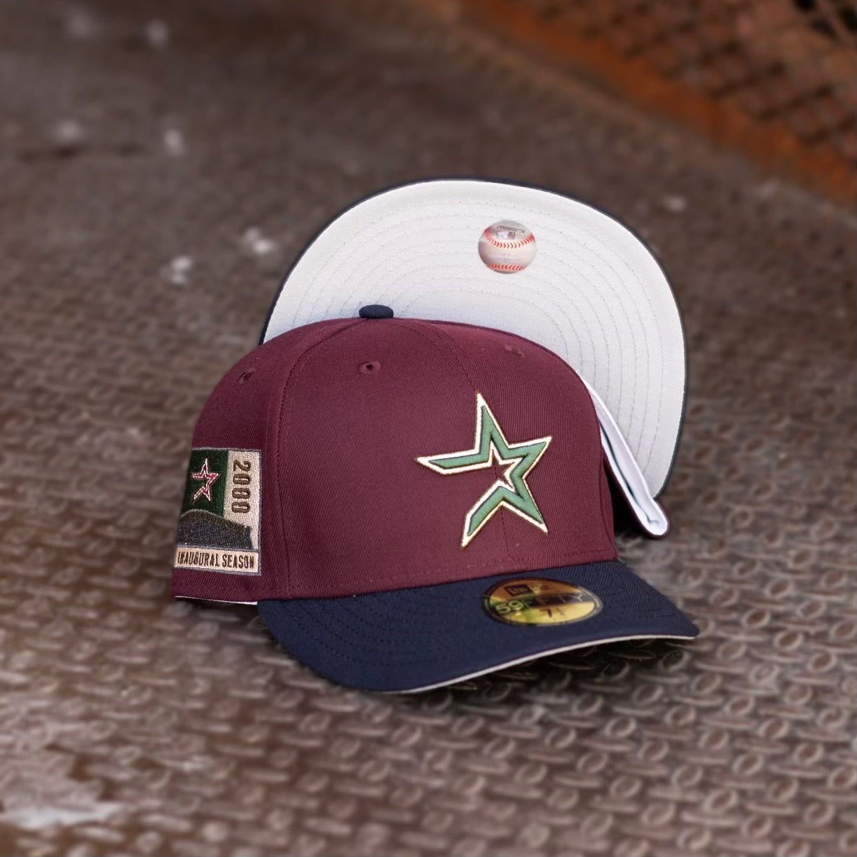 New Era Houston Astros 2000 Inaugural Season Grey UV (Maroon/Navy) 59Fifty Fitted - New Era