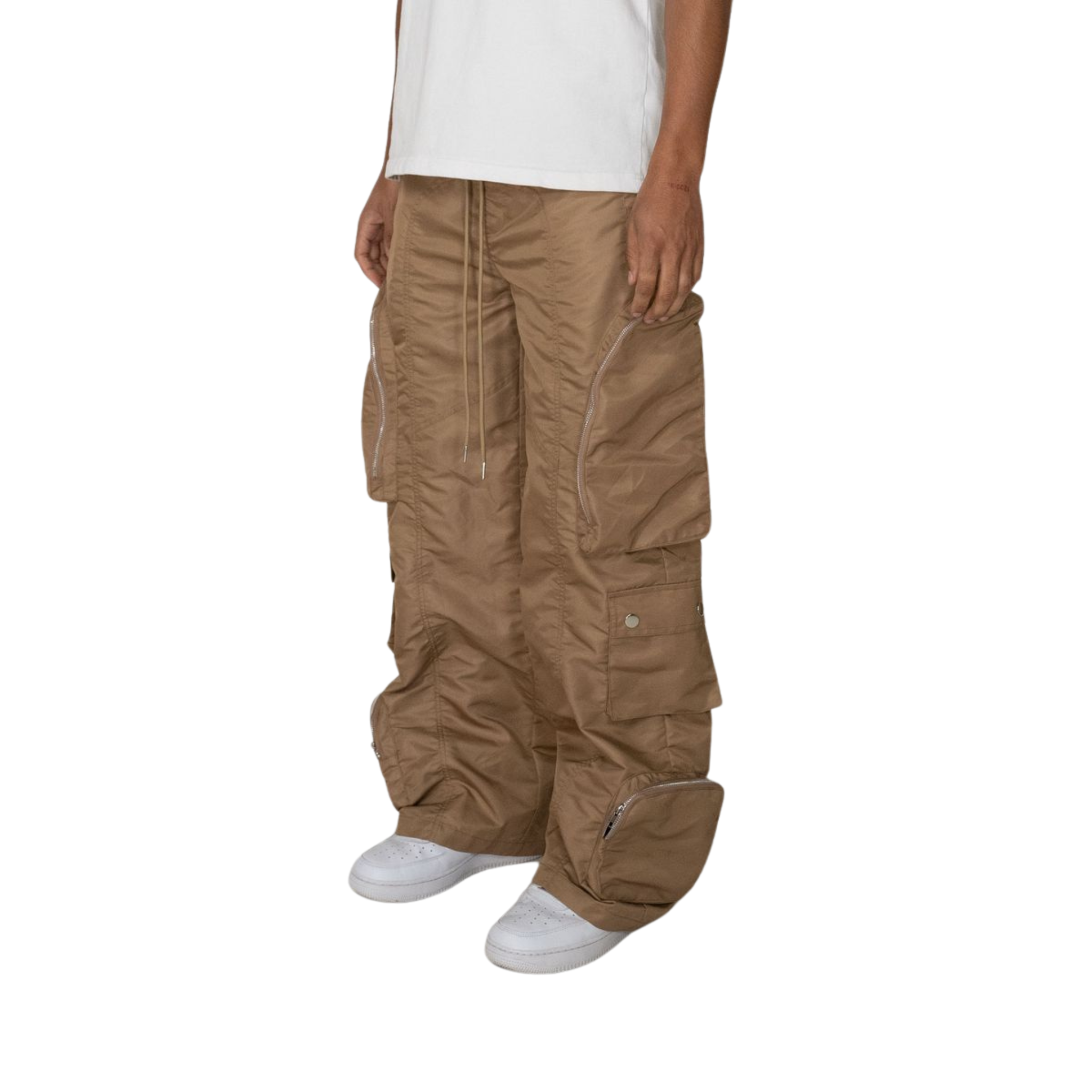 EPTM Baggy Moon Zip Cargo Pants (Khaki) - EPTM