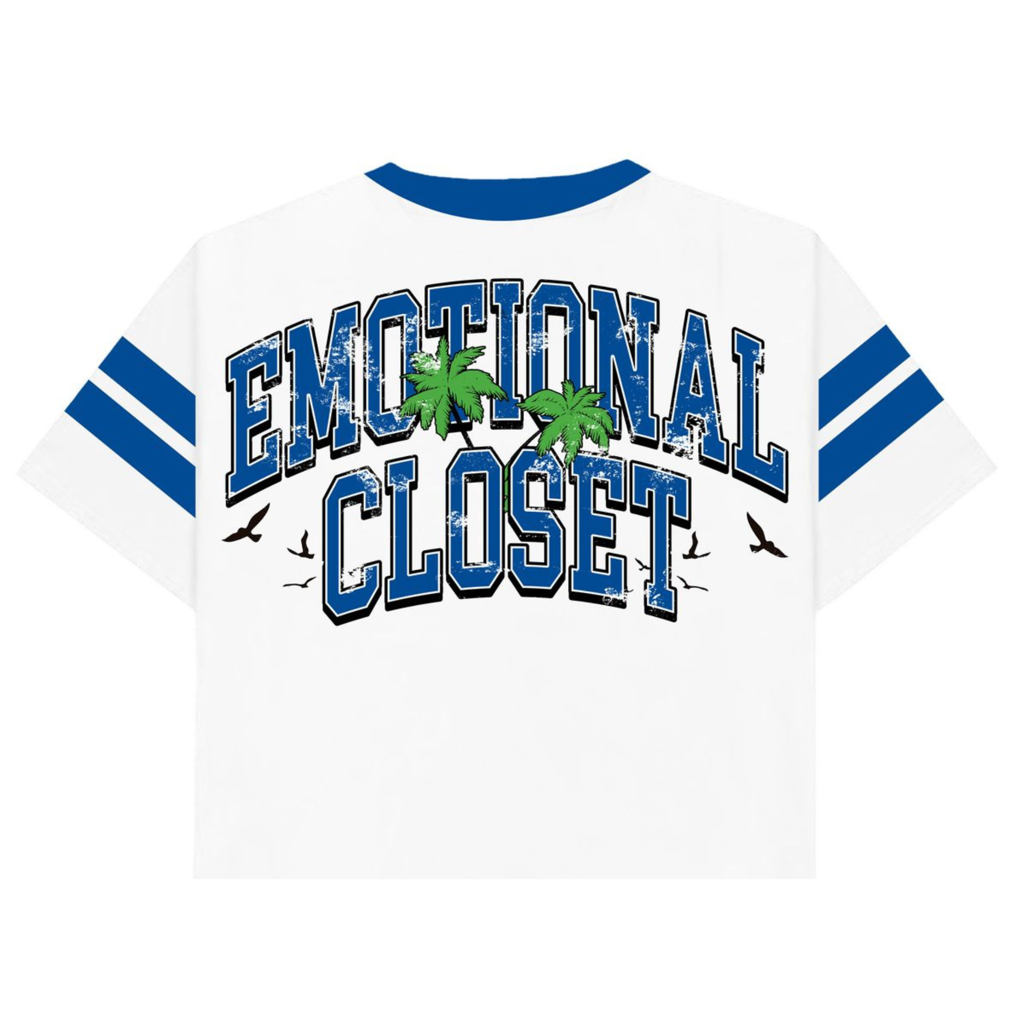 Mixed Emotion "Guitar" Cropped Tee (White/Blue) - Mixed Emotion