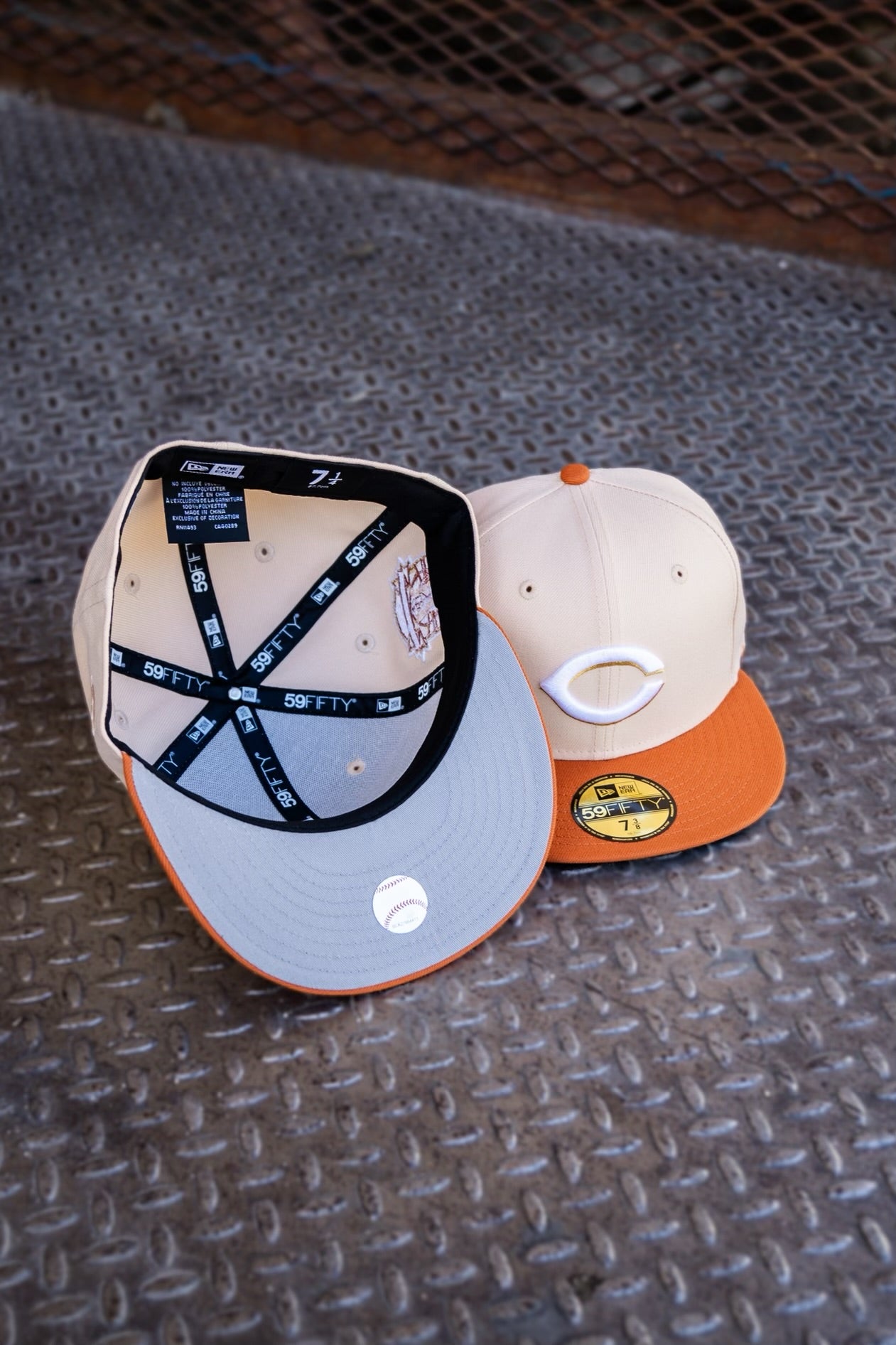 Cincinnati Reds 2003 Inaugural Season Grey UV (Mango Mocha/Orange) 59Fifty Fitted - New Era