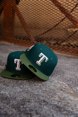 New Era Texas Rangers 40th Anniversary Pink UV (Dk Green/Olive) 59Fifty Fitted - New Era