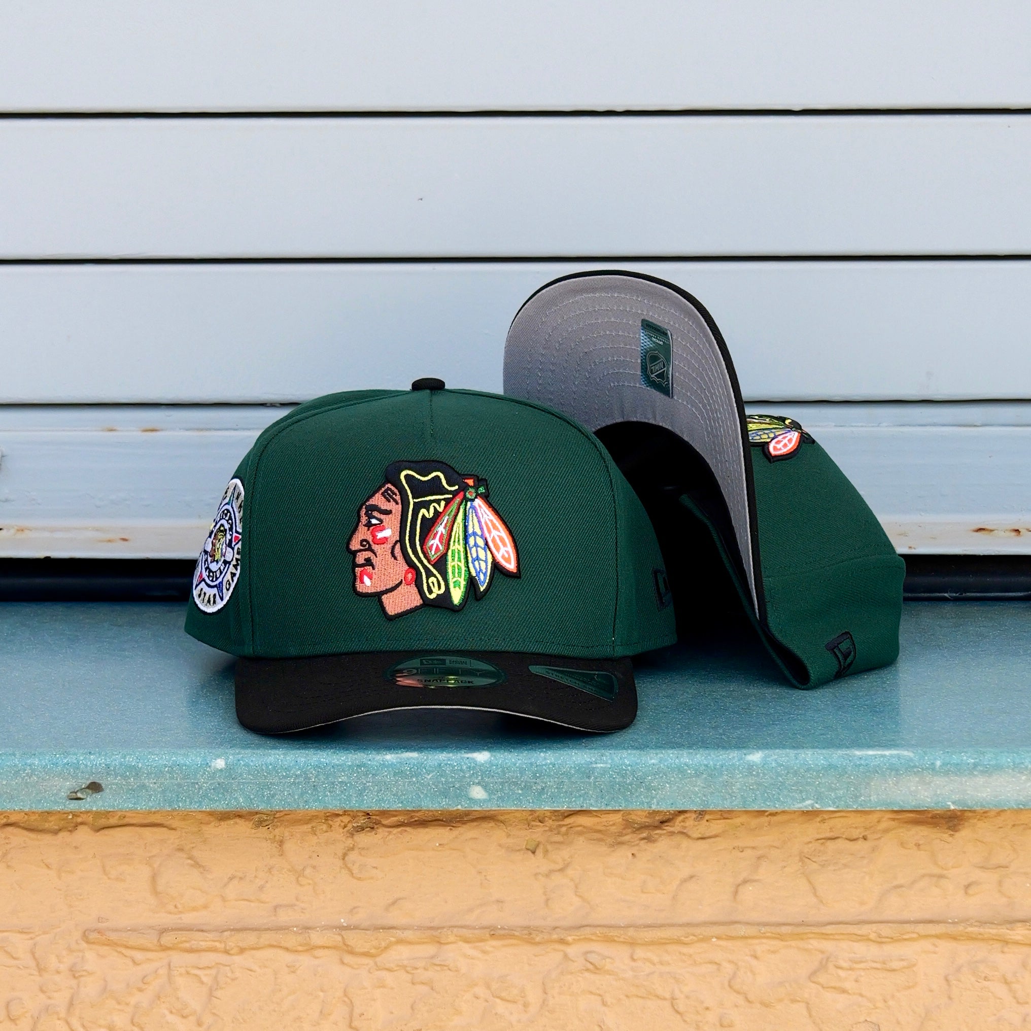 New Era Chicago Blackhawks 42nd All Star 9FIFTY A-Frame Snapback-(Green/Black) - New Era