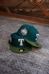 New Era Texas Rangers 40th Anniversary Pink UV (Dk Green/Olive) 59Fifty Fitted - New Era