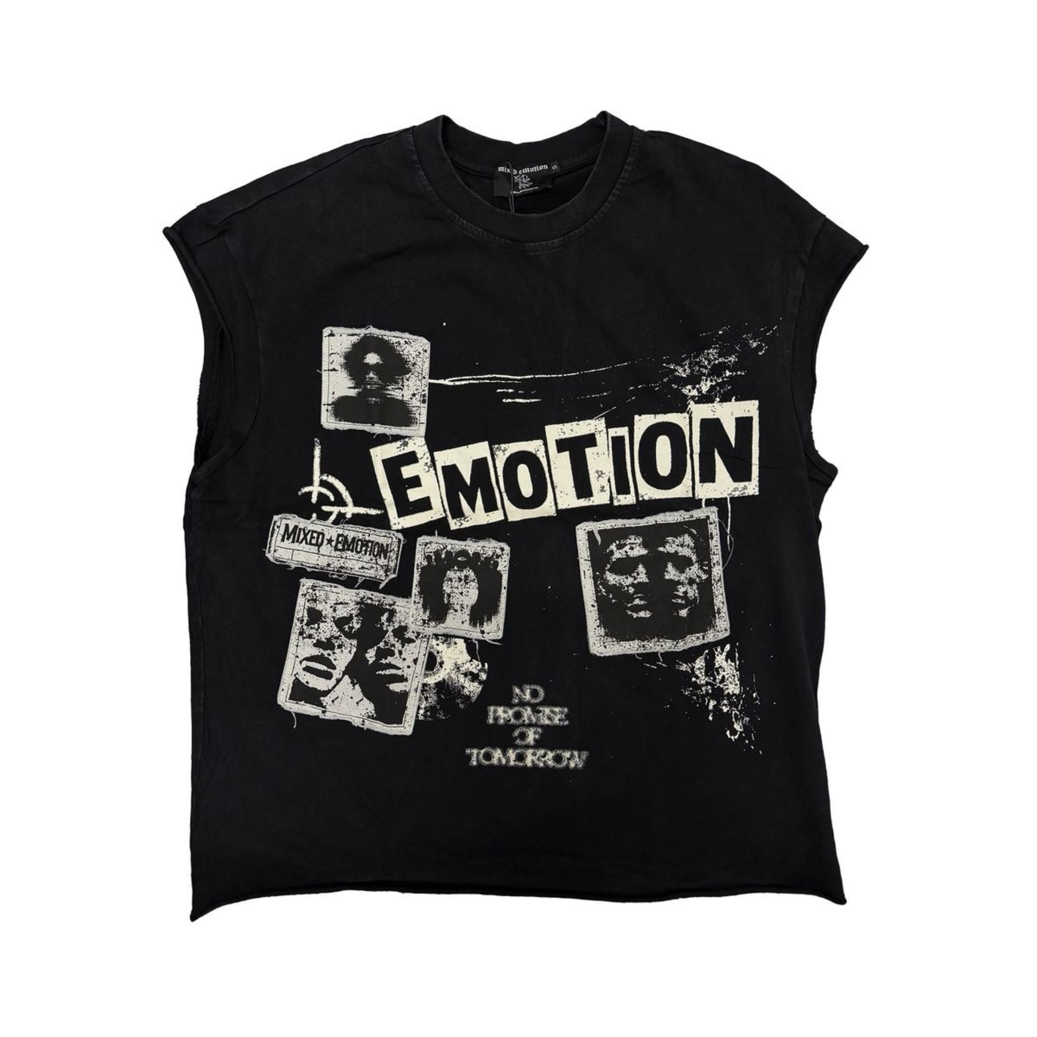 Mixed Emotion “Newspaper” Sleeveless Tee (Black)