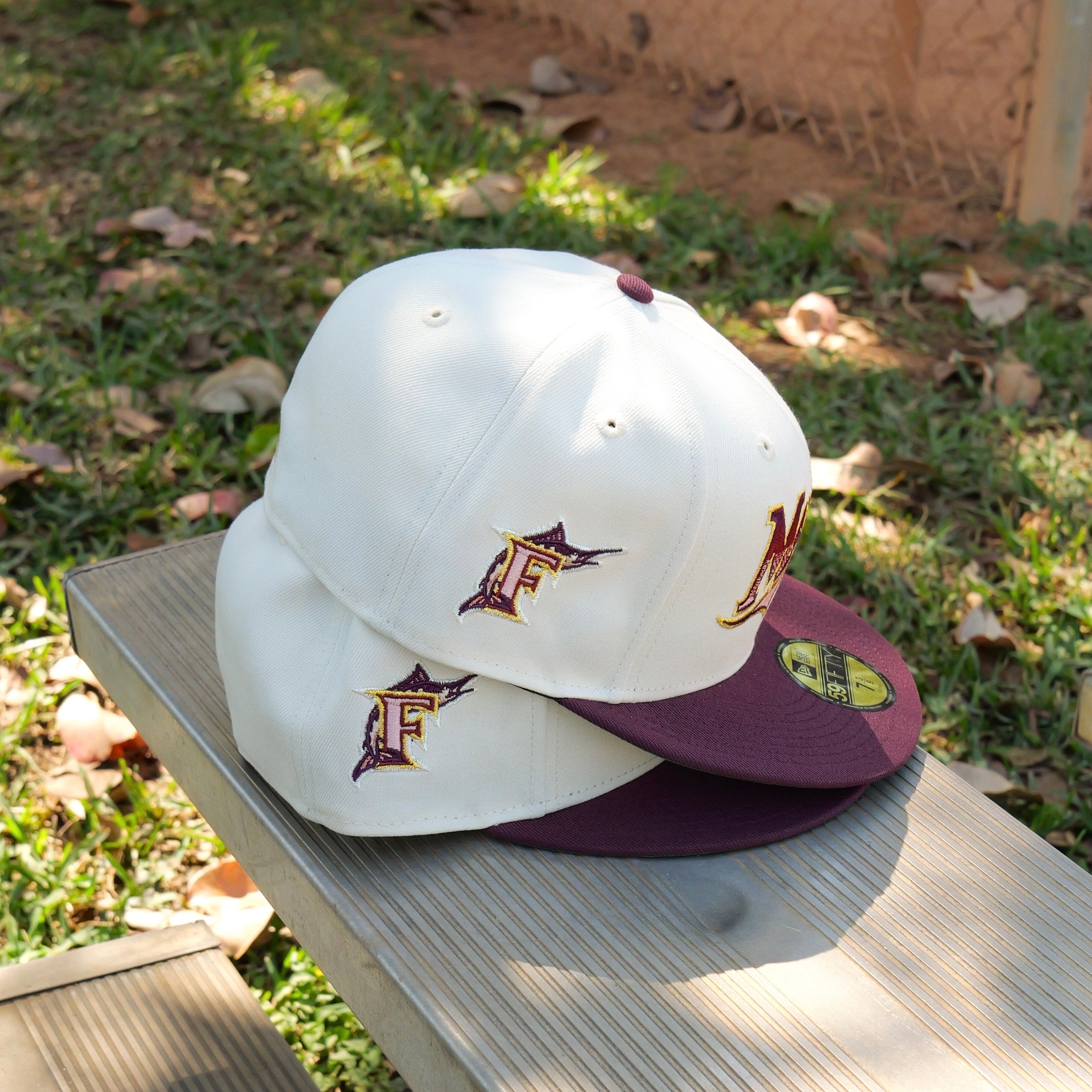 New Era Florida Marlins Green UV 59Fifty Fitted (Chrome/Maroon) - New Era