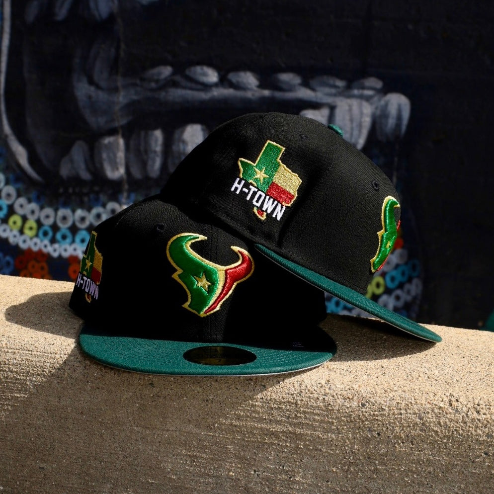 New Era Houston Texans Side Patch Grey UV 59Fifty Fitted (Black/Green) - ST New Era