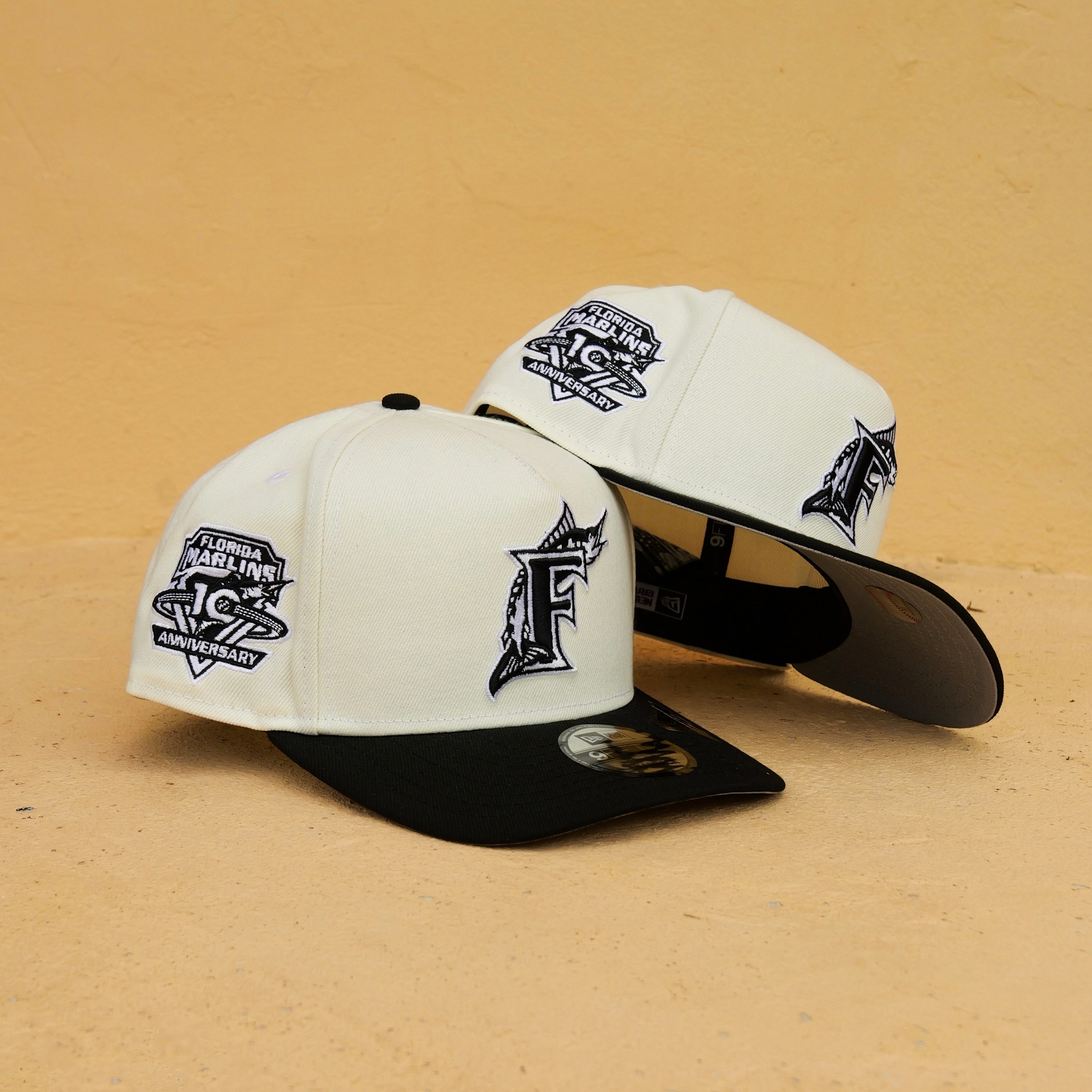 New Era Florida Marlins 10th Anniversary 9FIFTY A-Frame Snapback-(Cream/Black) - New Era