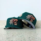 New Era Mexico Aztec Skull Chief Calendar Side Patch Grey UV 9Fifty A-Frame Snapback (Dark Green)