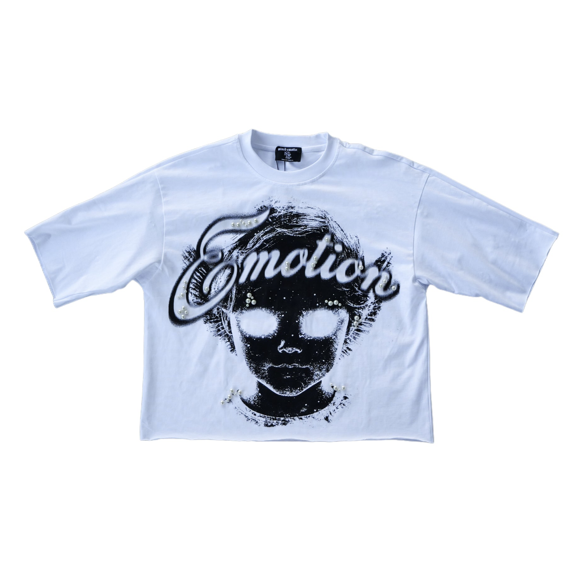Mixed Emotion White “Pearl” Cropped Tee