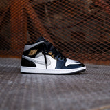 Mens Air Jordan 1 Mid (Black/Metallic Silver/White) - Nike