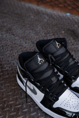 Mens Air Jordan 1 Mid (Black/Metallic Silver/White) - Nike