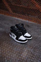 Mens Air Jordan 1 Mid (Black/Metallic Silver/White) - Nike