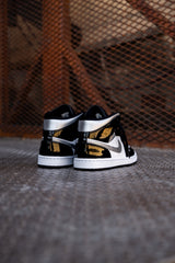 Mens Air Jordan 1 Mid (Black/Metallic Silver/White) - Nike
