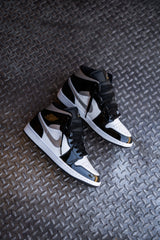 Mens Air Jordan 1 Mid (Black/Metallic Silver/White) - Nike