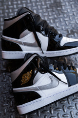 Mens Air Jordan 1 Mid (Black/Metallic Silver/White) - Nike