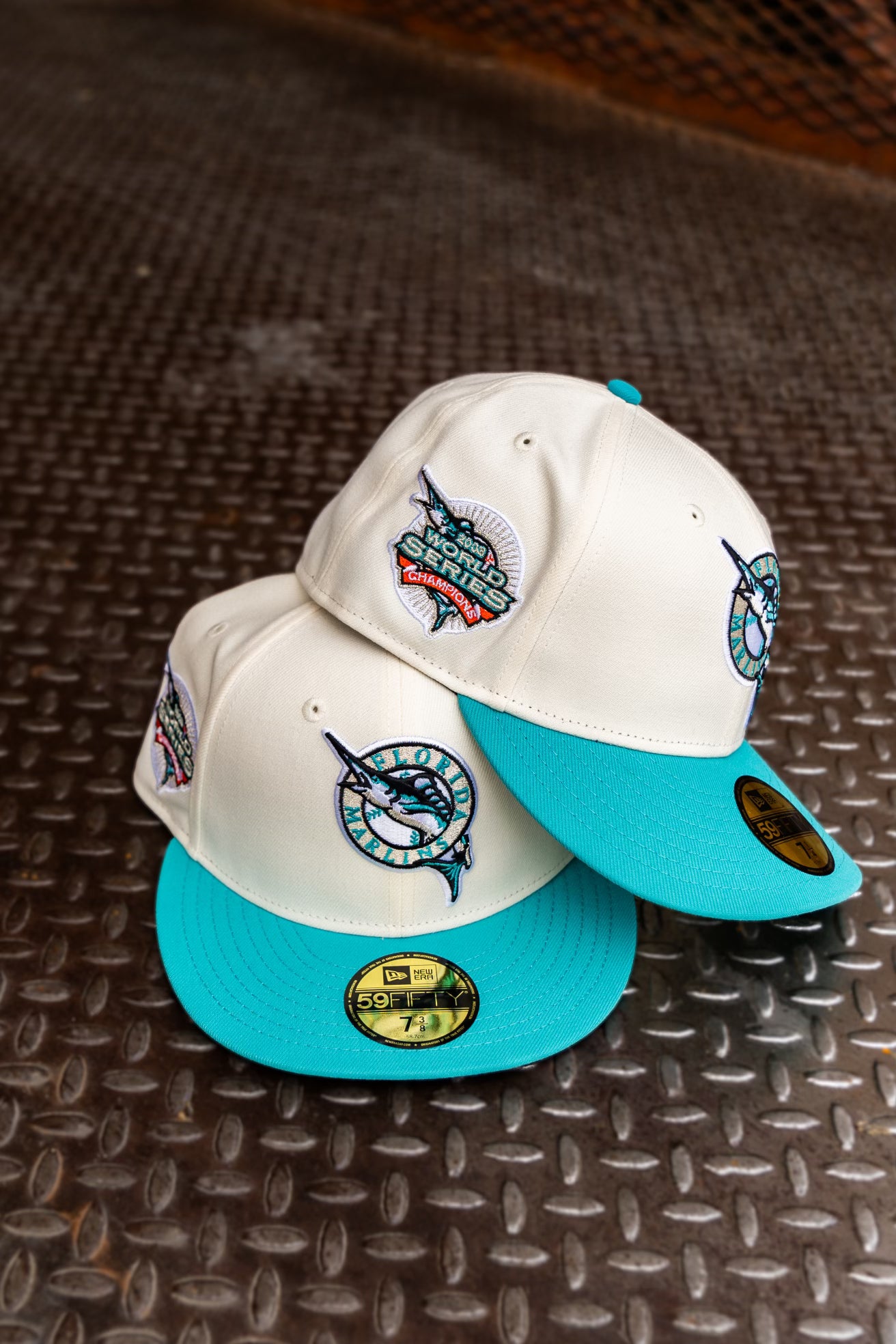 New Era Florida Marlins 2003 WS Champions Green UV 59Fifty Fitted (Off White/Teal) - New Era
