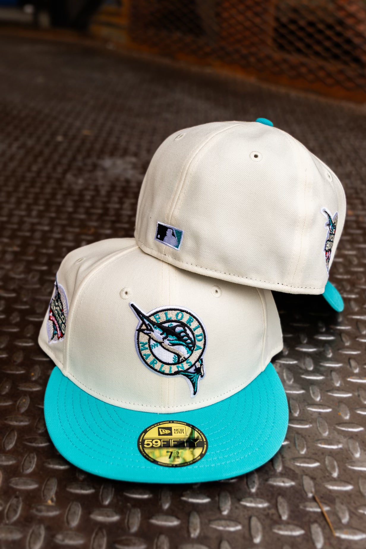 New Era Florida Marlins 2003 WS Champions Green UV 59Fifty Fitted (Off White/Teal) - New Era